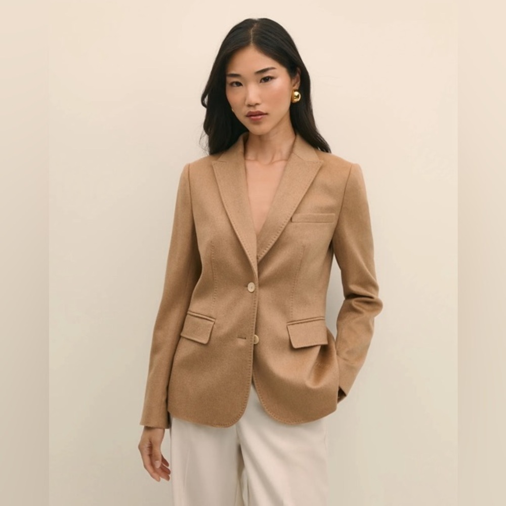 Brooks Brothers camel hair blazer tan 2 button pocket front jacket size 2